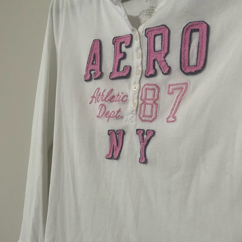 Y2K Aeropostale White Long Sleeve Shirt - Picture 5 of 6